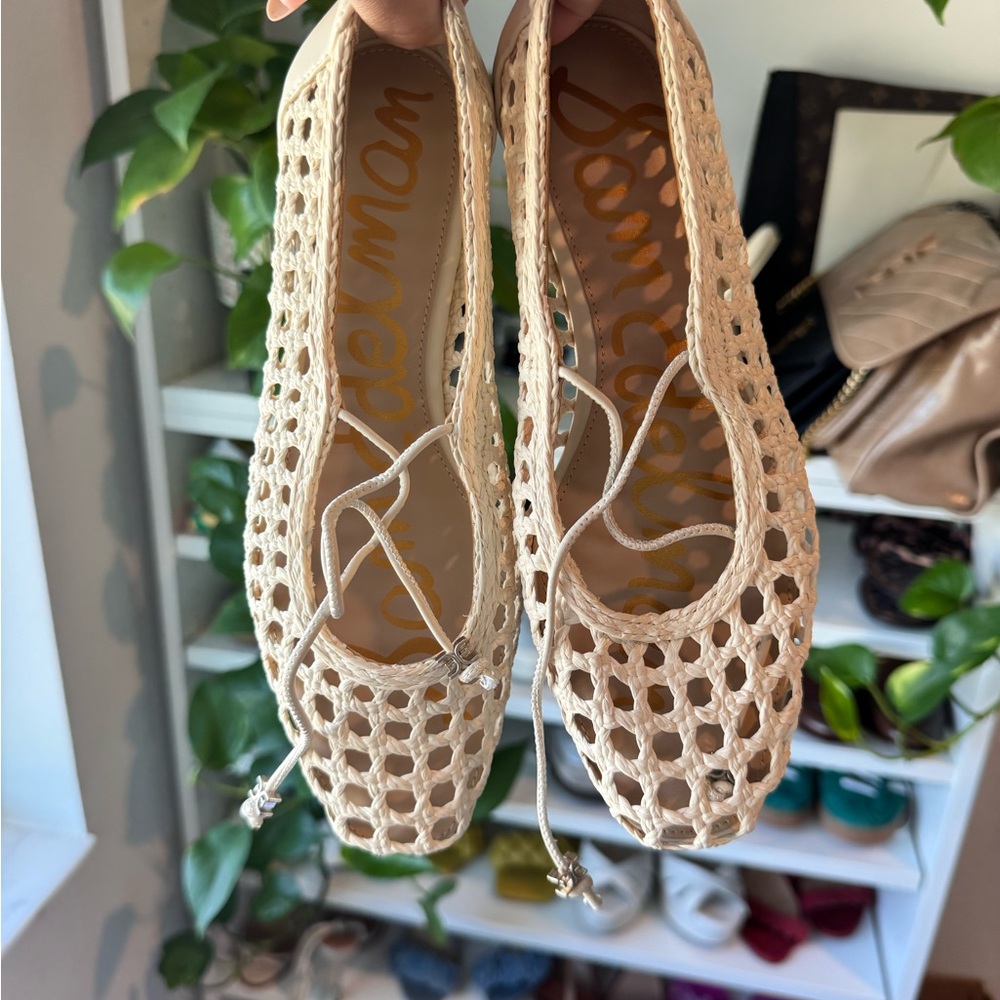 Sam Edelman Beige Woven Flats